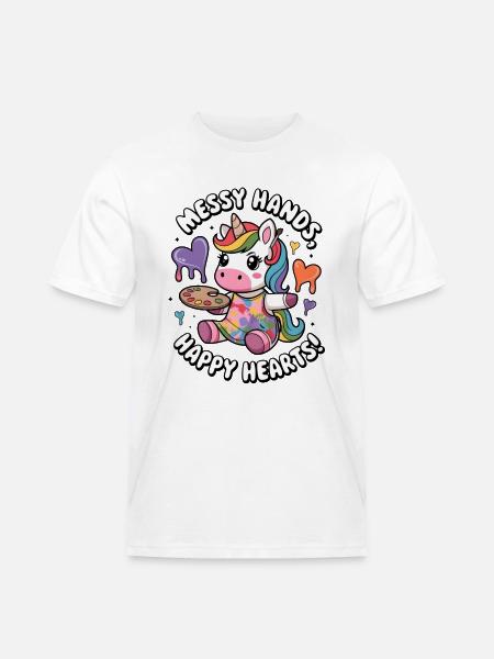 Messy Hands, Happy Hearts! - Men's Workwear T-Shirt - white