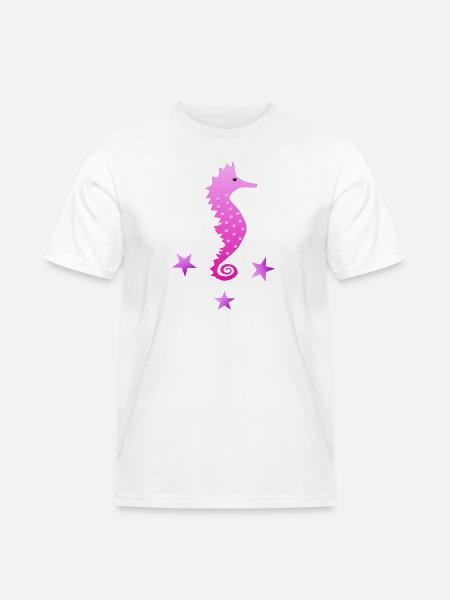 rosa Seepferdchen Wasserratte Schwimmabzeichen - Männer Workwear T-Shirt - Weiß
