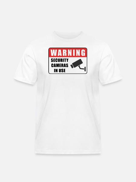 Warning CCTV Camera Badge Security Sign Icon - Men's Workwear T-Shirt - white