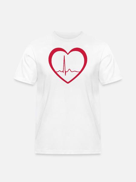 Heartbeat ECG Line Medical Pulse Wave Icon Vector - Men's Workwear T-Shirt - white