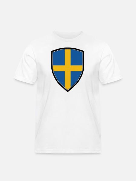 SWEDEN FLAG SHIELD - T-shirt Workwear homme - blanc