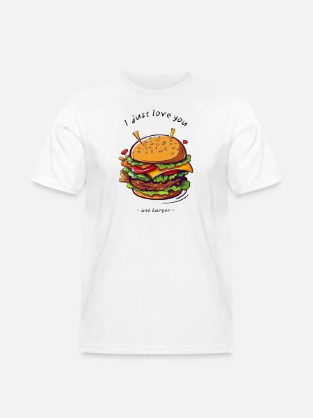 i love u and burger - Männer Workwear T-Shirt - Weiß