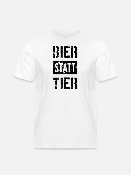 BIER STATT TIER - Männer Workwear T-Shirt - Weiß