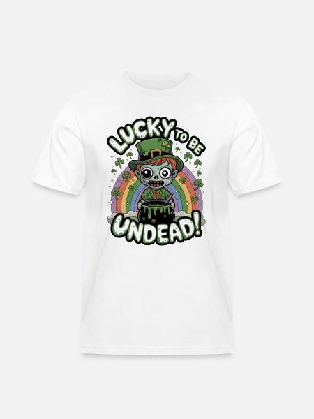 Lucky To Be Undead! - Men's Workwear T-Shirt - white