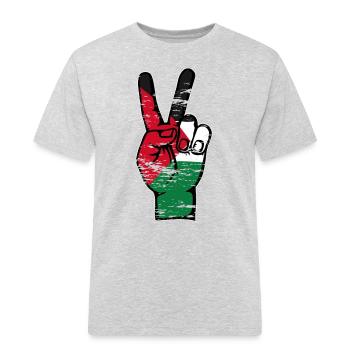 Palästina Flagge Frieden Victory Symbol used - Männer Workwear T-Shirt - Grau meliert - Vorne - AI Model Male 185 dark (185cm)