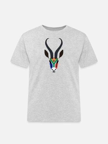SPRINGBOK HEAD IN SOUTH AFRICAN COLOURS - Men's Workwear T-Shirt - heather grey