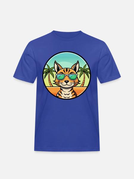 Ocicat Breed Cartoon Sunglasses Beach - Men's Workwear T-Shirt - royal blue