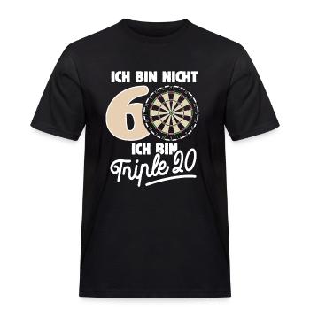 Ich bin nicht 60 ich bin Triple 20 Geburtstag Dart - Männer Workwear T-Shirt - Schwarz - Vorne - AI Model Male 178 light (178cm)