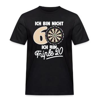 Ich bin nicht 60 ich bin Triple 20 Geburtstag Dart - Männer Workwear T-Shirt - Schwarz - Vorne - AI Model Male 178 light (178cm)