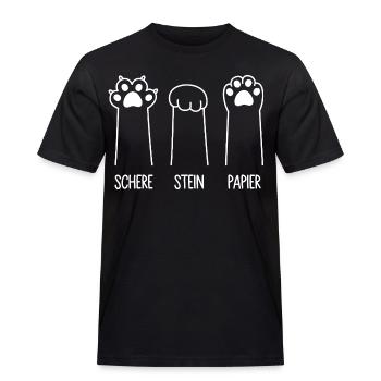 Katzenpfoten Katze Pfote Spiel Schere Stein Papier - Männer Workwear T-Shirt - Schwarz - Vorne - AI Model Male 178 light (178cm)