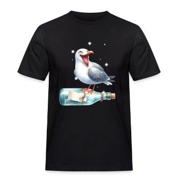 maritim Möwe Flaschenpost Möwen - Männer Workwear T-Shirt - Schwarz - Vorne - AI Model Male 178 light (178cm)