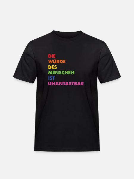 Menschenrechte Regenbogen Grundgesetz - Männer Workwear T-Shirt - Schwarz