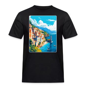 Amalfi Italien Vintage Reiseposter WPA Souvenir - Männer Workwear T-Shirt - Schwarz - Vorne - AI Model Male 178 light (178cm)