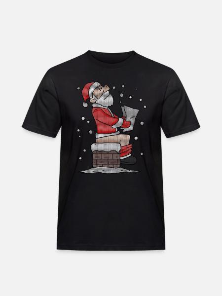 Père Noël assis sur la cheminée drôle - T-shirt Workwear homme - noir