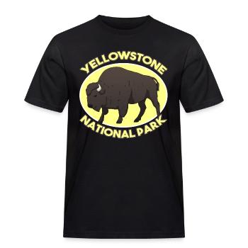 Yellowstone National Park Nationalpark USA Bison - Männer Workwear T-Shirt - Schwarz - Vorne - AI Model Male 178 light (178cm)