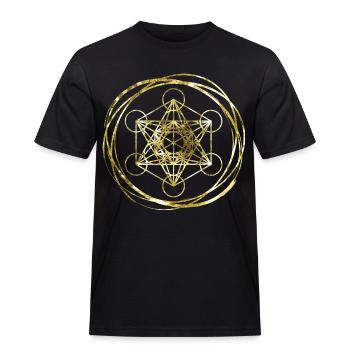 Metatrons Cube Gold heilige Geometrie - Männer Workwear T-Shirt - Schwarz - Vorne - AI Model Male 178 light (178cm)