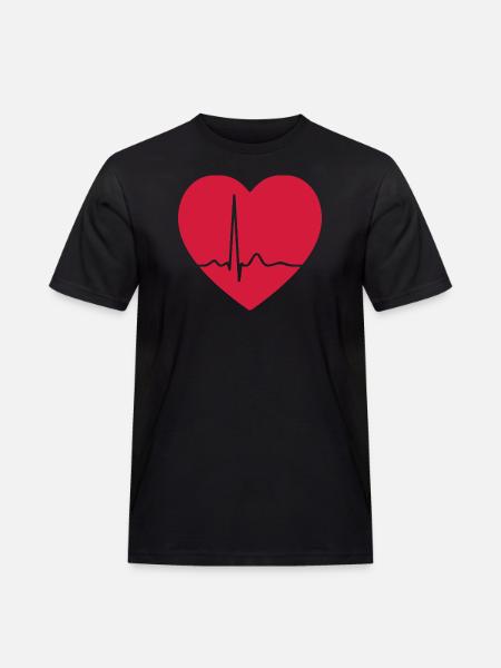 Heartbeat ECG Line Medical Pulse Wave Icon Vector - Men's Workwear T-Shirt - black