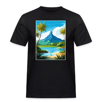 Bora Französisch-Polynesien Vintage Reiseposter - Männer Workwear T-Shirt - Schwarz - Vorne - AI Model Male 178 light (178cm)