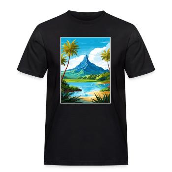 Bora Französisch-Polynesien Vintage Reiseposter - Männer Workwear T-Shirt - Schwarz - Vorne - AI Model Male 178 light (178cm)