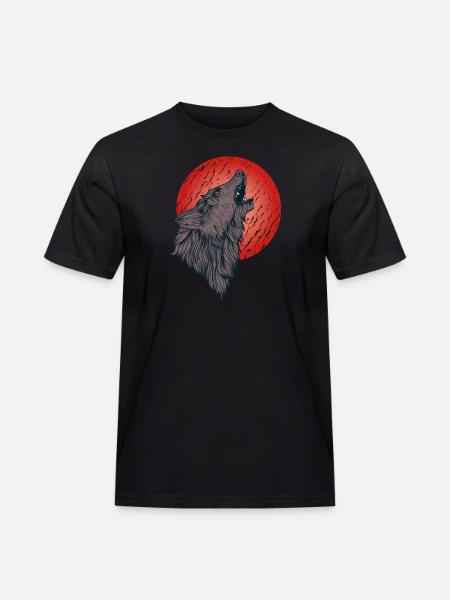 Howling wolf, full moon - Men's Workwear T-Shirt - black