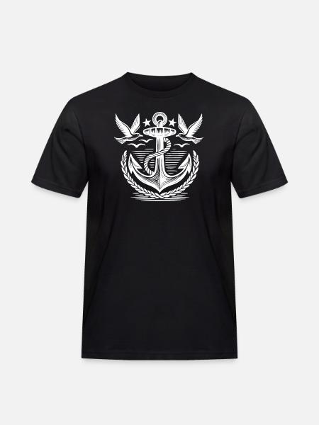 Anker Möwen Logo - Männer Workwear T-Shirt - Schwarz