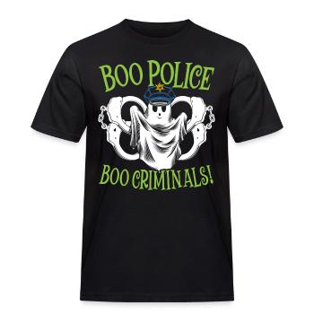 Buh Polizei, buh Kriminelle! Polizist Halloween - Männer Workwear T-Shirt - Schwarz - Vorne - AI Model Male 178 light (178cm)