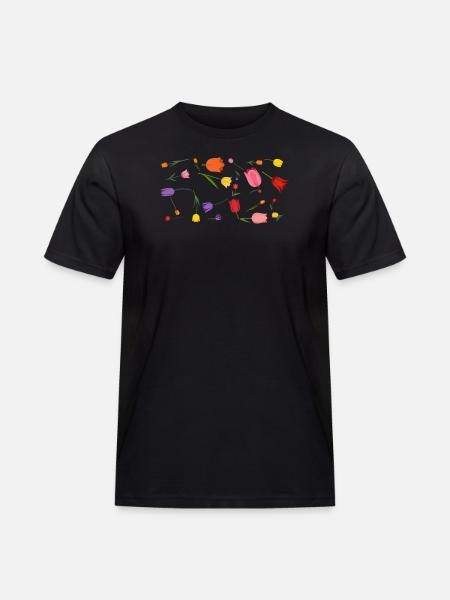 Blumen - Männer Workwear T-Shirt - Schwarz