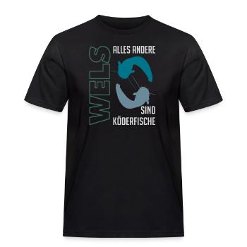 Wels angeln Waller fischen Sportfischen auf Wels - Männer Workwear T-Shirt - Schwarz - Vorne - AI Model Male 178 light (178cm)
