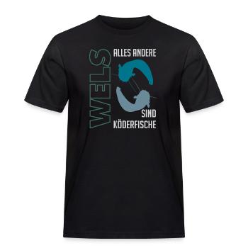 Wels angeln Waller fischen Sportfischen auf Wels - Männer Workwear T-Shirt - Schwarz - Vorne - AI Model Male 178 light (178cm)