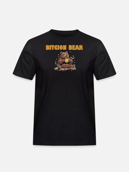 Bitcoin Bär  - Männer Workwear T-Shirt - Schwarz