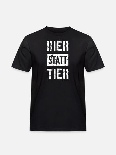BIER STATT TIER - Männer Workwear T-Shirt - Schwarz
