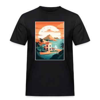 Teneriffa Spanien Vintage Reiseposter WPA Souvenir - Männer Workwear T-Shirt - Schwarz - Vorne - AI Model Male 178 light (178cm)