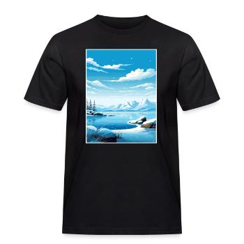 Nordpol Alaska Vintage Reiseposter Souvenir - Männer Workwear T-Shirt - Schwarz - Vorne - AI Model Male 178 light (178cm)