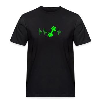 Hantel Herzschlag EKG Grün - Männer Workwear T-Shirt - Schwarz - Vorne - AI Model Male 178 light (178cm)