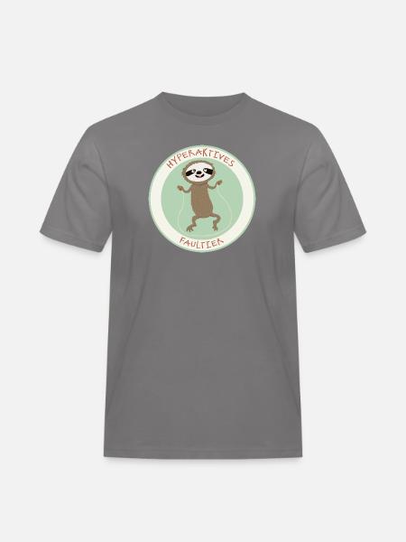 hyperaktiv Faultier - Männer Workwear T-Shirt - Grau