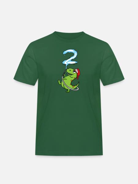 2nd birthday dinosaur fire department - Men's Workwear T-Shirt - bottle green