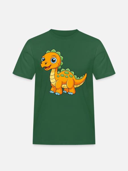 Dinosaur Cute Mascot Cartoon Character Kawaii - Men's Workwear T-Shirt - bottle green