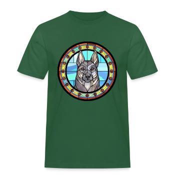 Schwedischer Elchhund Hunderasse Buntes Glas - Männer Workwear T-Shirt - Flaschengrün - Vorne - AI Model Male 178 light (178cm)