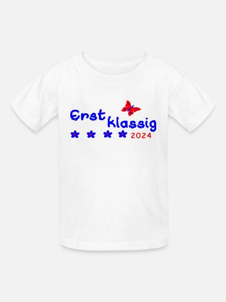 Schulanfang Erstklassig 2024 - Kinder T-Shirt von Russell - Weiß
