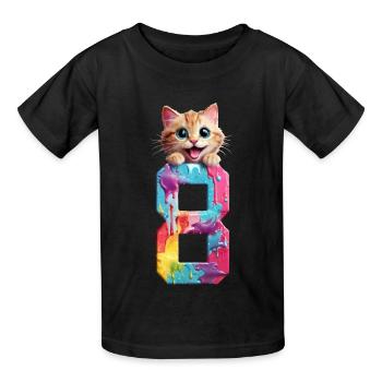 8 JAHRE KATZE 8. GEBURTSTAG - Kinder T-Shirt von Russell - Schwarz - Vorne - AI Model Kid Male (0cm)