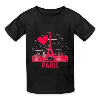 Coeur sur Tour Eiffel Paris Rose - T-shirts Russell Enfant - noir - Devant - AI Model Kid Male (0cm)