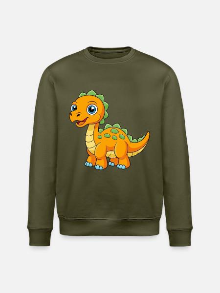 Dinosaur Cute Mascot Cartoon Character Kawaii - Stanley/Stella ROLLER Unisex Organic Sweatshirt - khaki