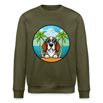 Basset Bleu De Gascogne Race Chien Dessin Animé Plage - Sweat bio ROLLER Stanley/Stella Unisexe - kaki - Devant