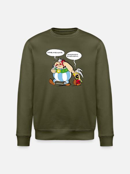Asterix & Obelix Speach bubbles - Stanley/Stella ROLLER Unisex Organic Sweatshirt - khaki