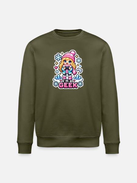 ICH BIN EIN NERD - Kawaii Wintermädchen - Stanley/Stella Unisex Bio-Sweatshirt ROLLER - Khaki