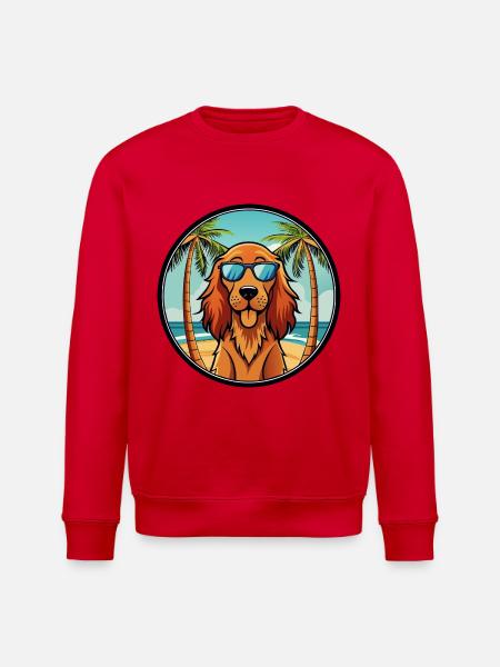 Irsk Setter Hund Race Tegneserie Solbriller Beach - Stanley/Stella økologisk unisex-sweatshirt ROLLER - rød