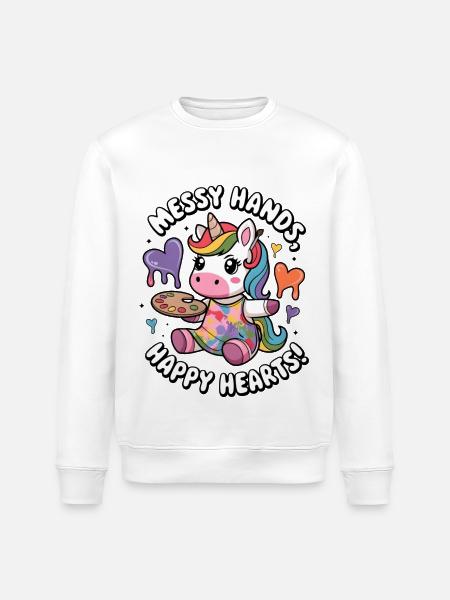 Messy Hands, Happy Hearts! - Stanley/Stella ROLLER Unisex Organic Sweatshirt - white