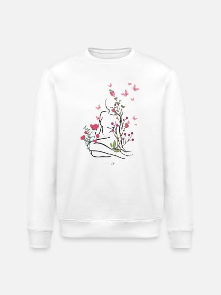 Skin-flowered - Stanley/Stella ROLLER Unisex Organic Sweatshirt - white