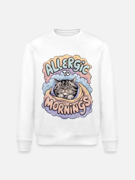 Allergic To Mornings - Stanley/Stella ROLLER Unisex Organic Sweatshirt - white