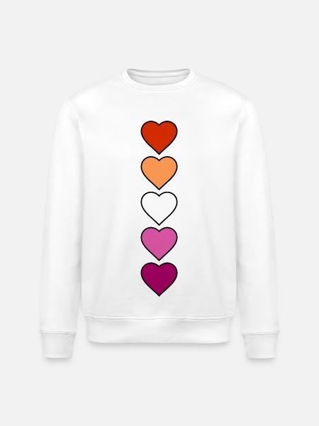 Lesbian Lesbian Hearts - Stanley/Stella ROLLER Unisex Organic Sweatshirt - white